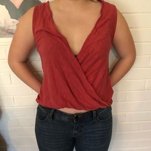 URBAN OUTFITTERS red wrap shirt